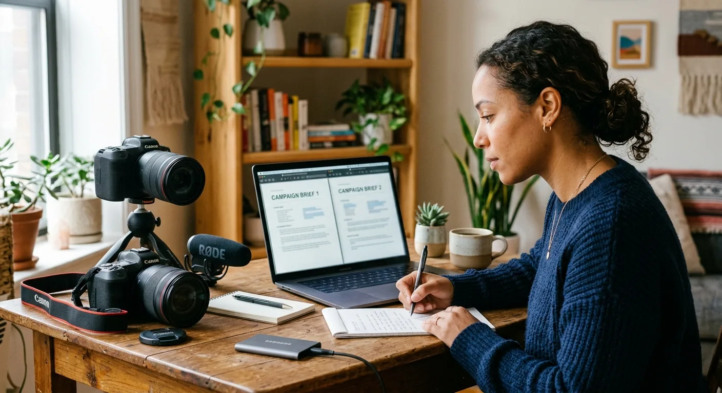 Creator working through brand collaboration opportunities